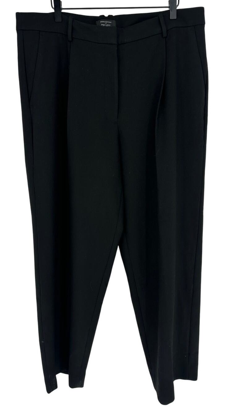 Banana Republic Pants 16 Plus Black Double Weave High Rise Straight Leg NWT Work